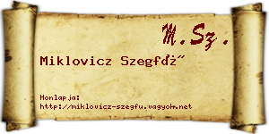 Miklovicz Szegfű névjegykártya